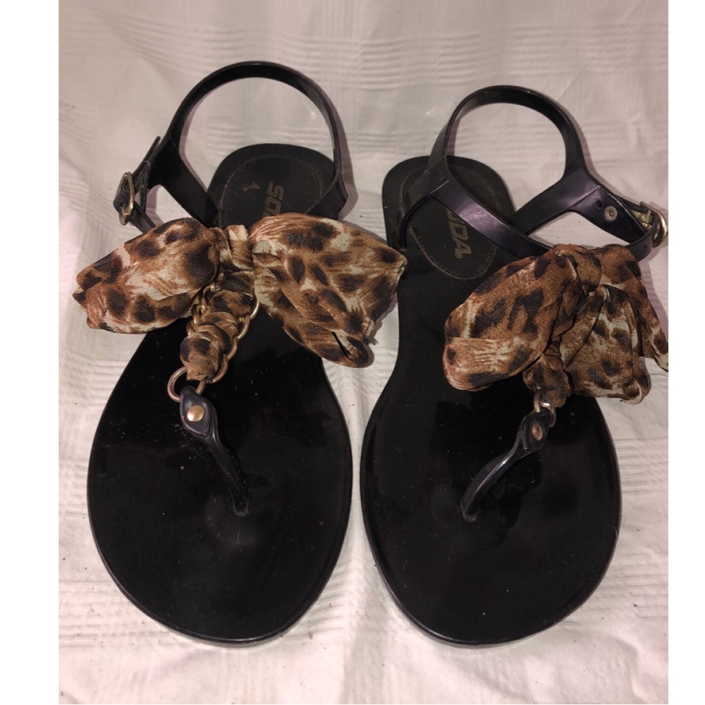 Animal Print Sandals, Size 7.5
